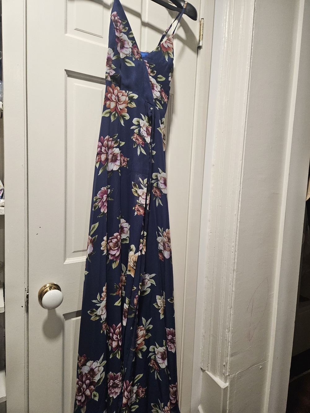 Lulu's Navy Floral Wrap Maxi Dress